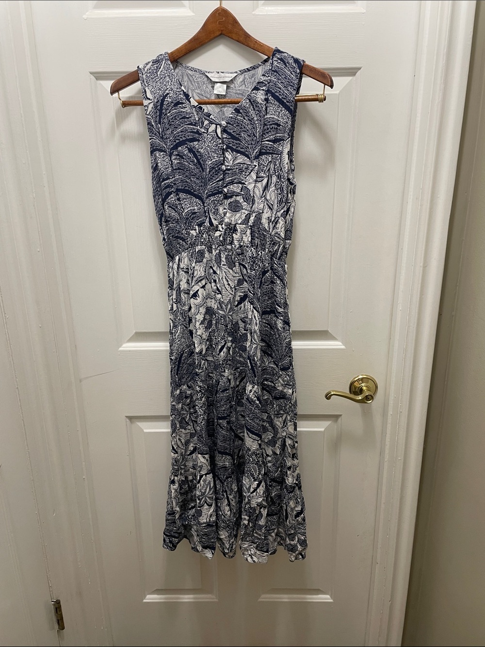 Christopher & Banks Navy and White Printed Maxi Dress